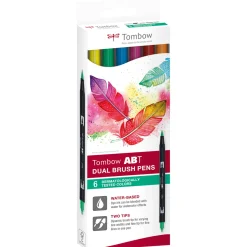 ABT Dual Brush pen 6-set Dermatologiskt testade färger