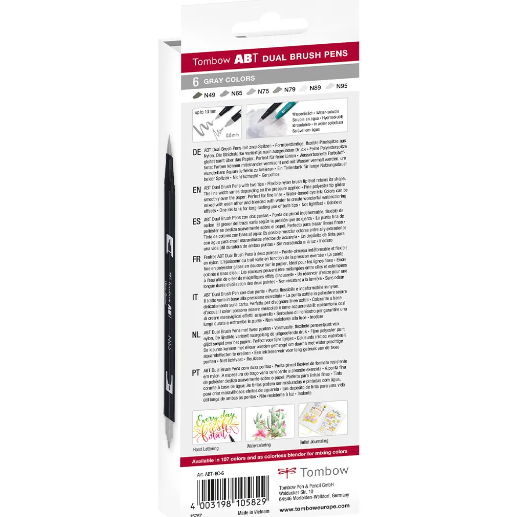 ABT Dual Brush pen 6-set Gray