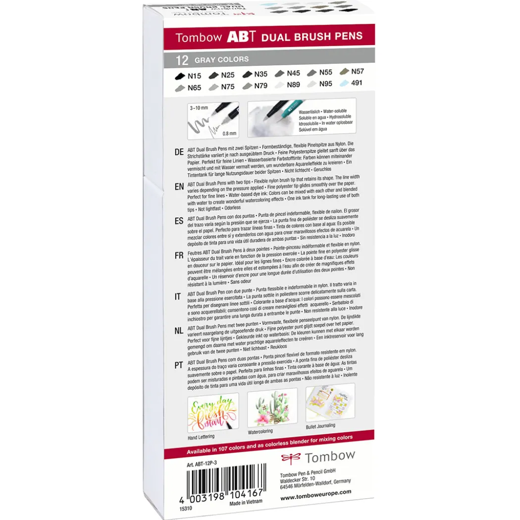 ABT Dual Brush pen 12-set Grey