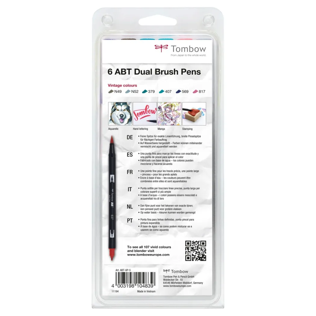 ABT Dual Brush pen 6-set Vintage