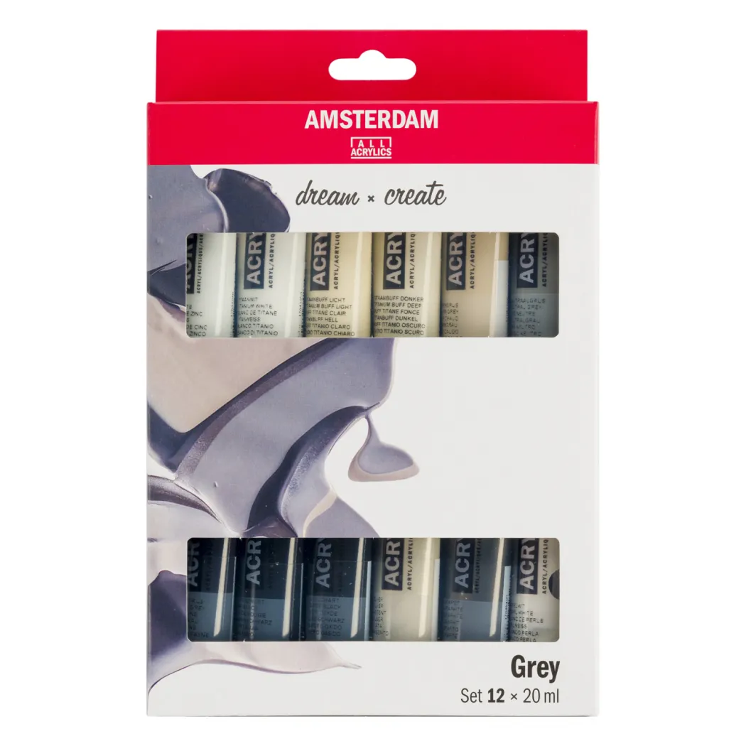 Akrylfärg Grey Set 12 x 20 ml
