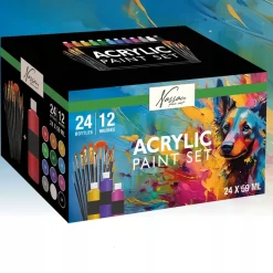 Akrylset 24 färger (59 ml) + 12 penslar