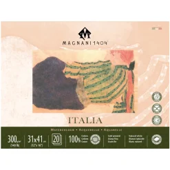 Akvarellblock Italia 100% Bomull 300g Fin Gräng 31x41 cm 20 ark