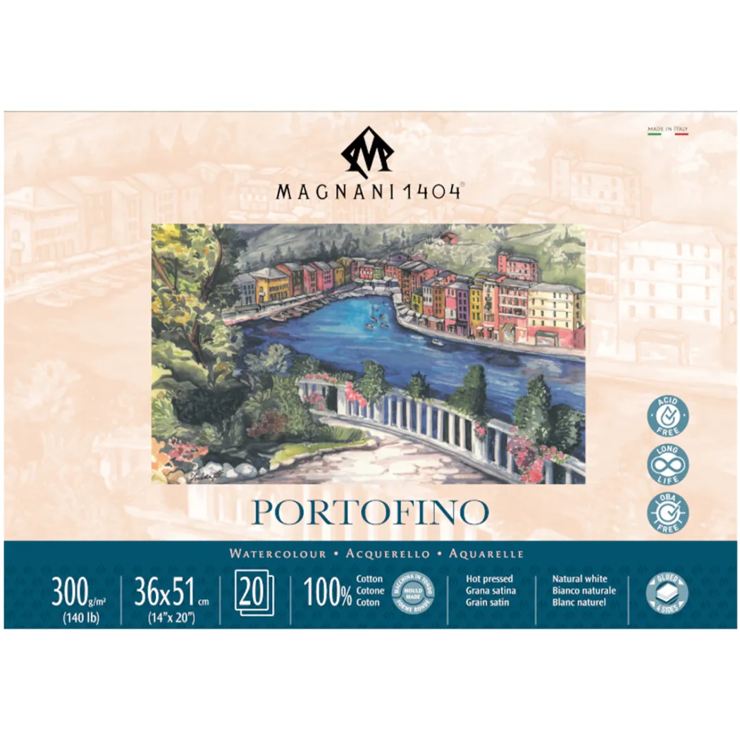 Akvarellblock Portofino 100% Bomull 300g Satin 36x51cm 20 ark