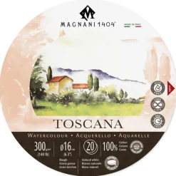 Akvarellblock Rund Toscana 100% Bomull 300g 16 cm 20 ark
