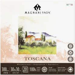 Akvarellblock Toscana 100% Bomull 300g Grov Gräng 30x30 cm 20 ark