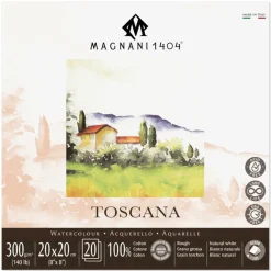 Akvarellblock Toscana 100% Bomull 300g Grov Gräng 20x20 cm 20 ark