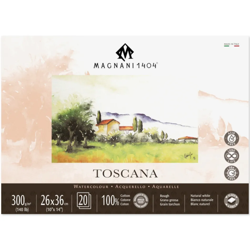 Akvarellblock Toscana 100% Bomull 300g 26x36cm 20 ark