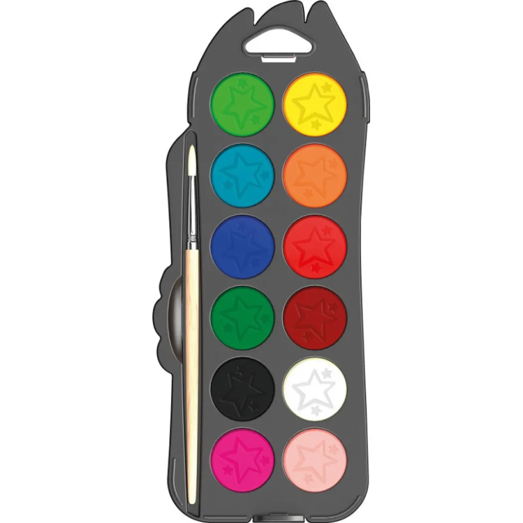 Akvarellfärg Color Peps 12-set + Pensel (3 år+)