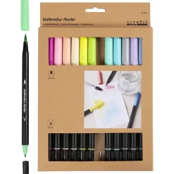 Akvarellpenna Two-Tip Brush Marker 12-set