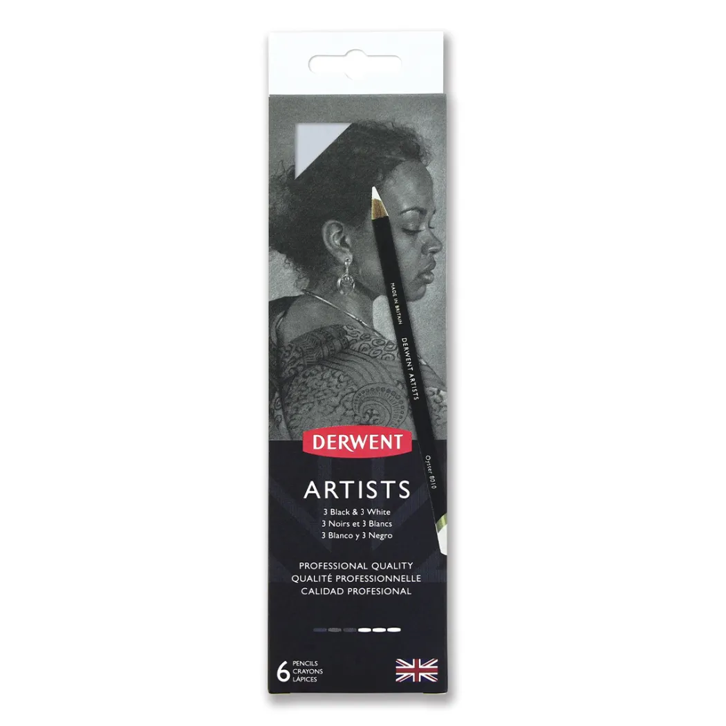 Artists Färgpennor Black & White 6-set
