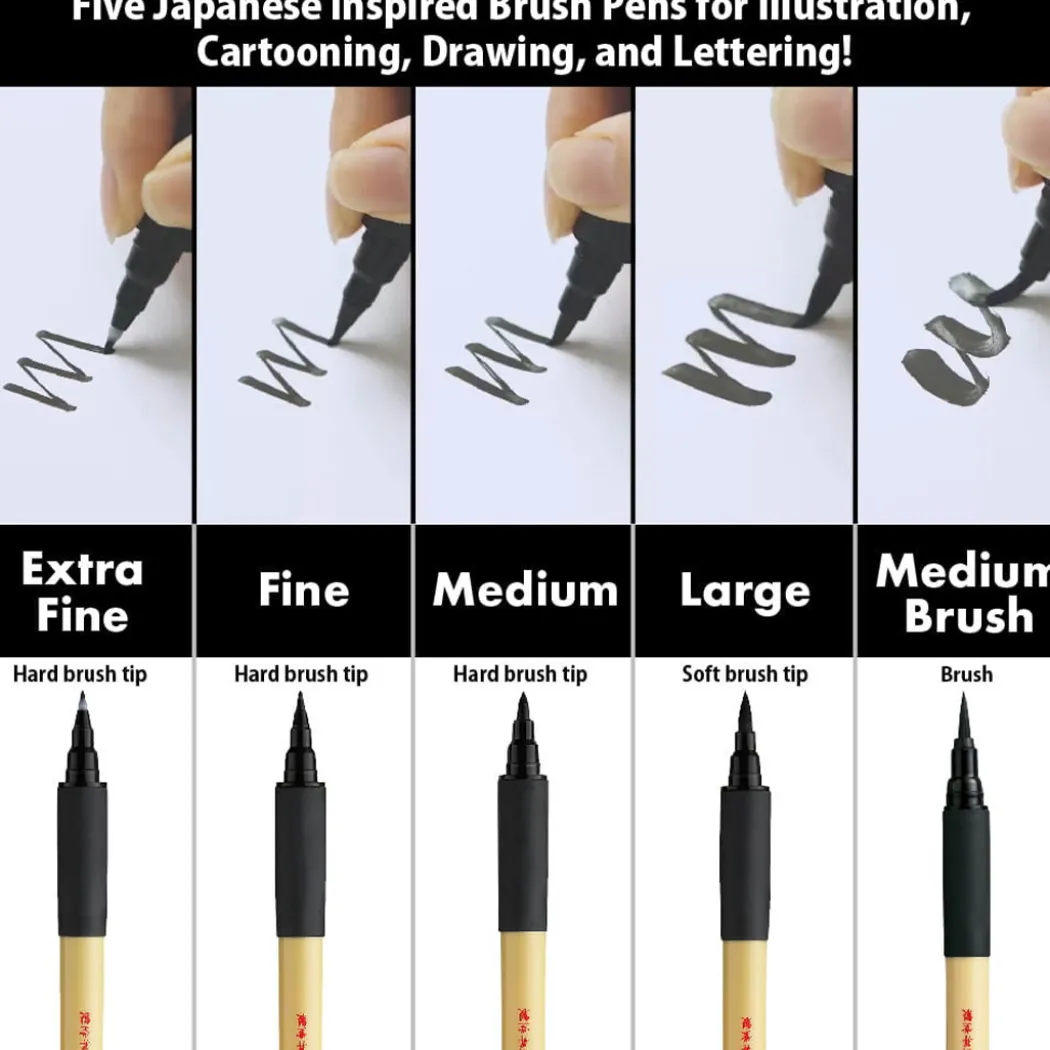 Bimoji Fude Brush Pen 5-set