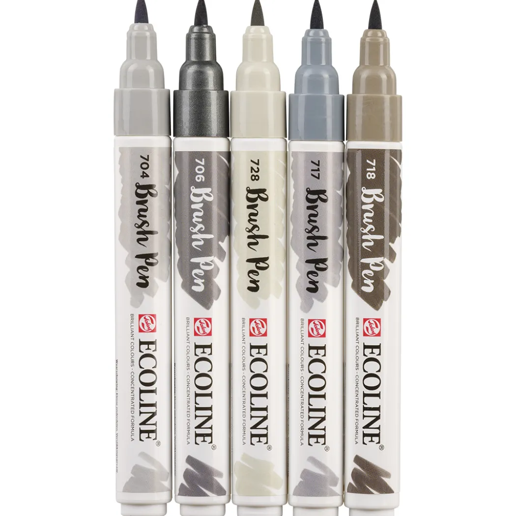 Brush Pen Grey 5-set