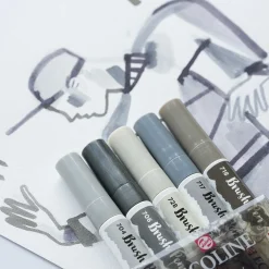 Brush Pen Grey 5-set