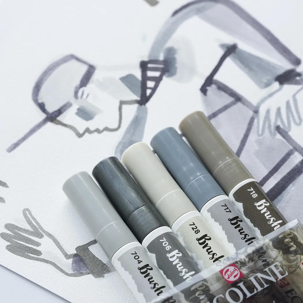 Brush Pen Grey 5-set