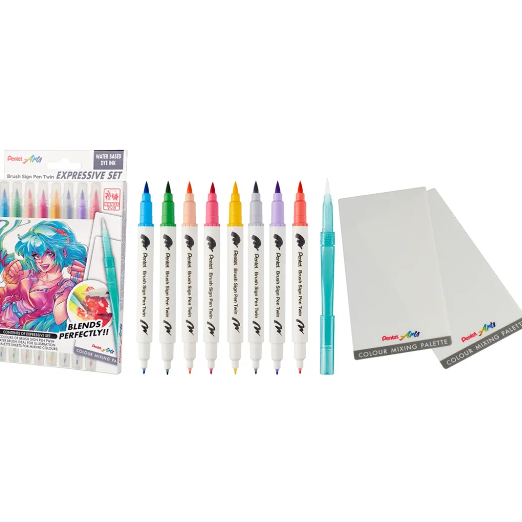 Brush Sign Pen Twin Expressive Set Manga