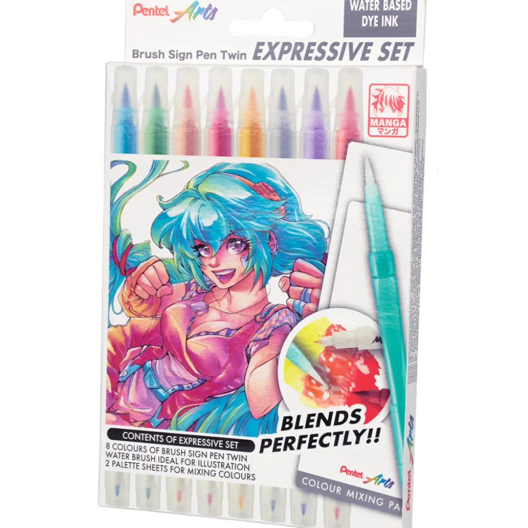 Brush Sign Pen Twin Expressive Set Manga
