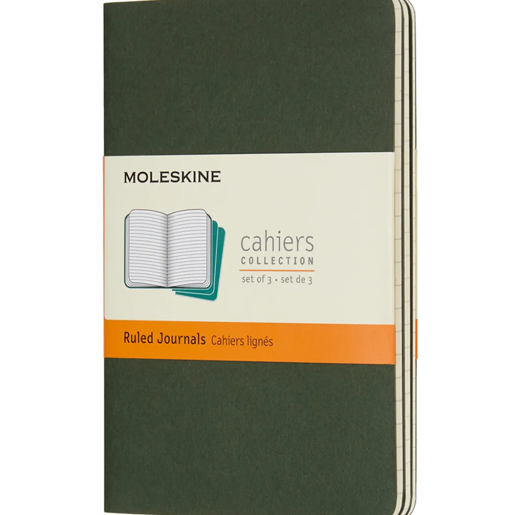 Cahier Notebook Pocket Green Linjerad