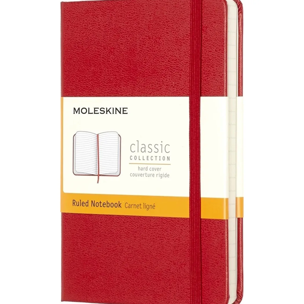Classic Hard Cover Notebook Pocket Red