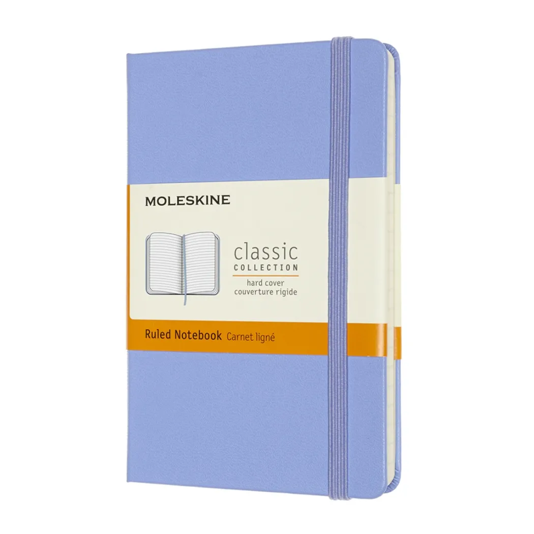 Classic Hard Cover Notebook Pocket Hydrangea Blue