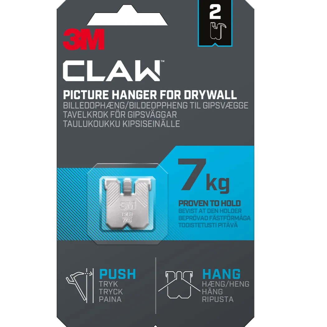 Claw Tavelkrok för gipsvägg 7 kg 2-pack