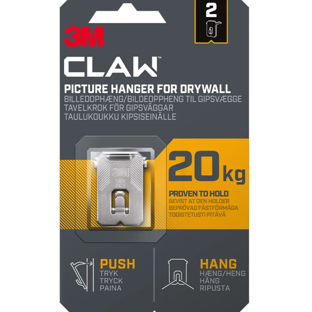 Claw Tavelkrok för gipsvägg 20 kg 2-pack