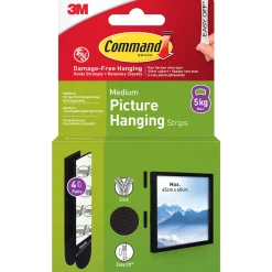 Command Tavelupphängning Strips Medium Svart