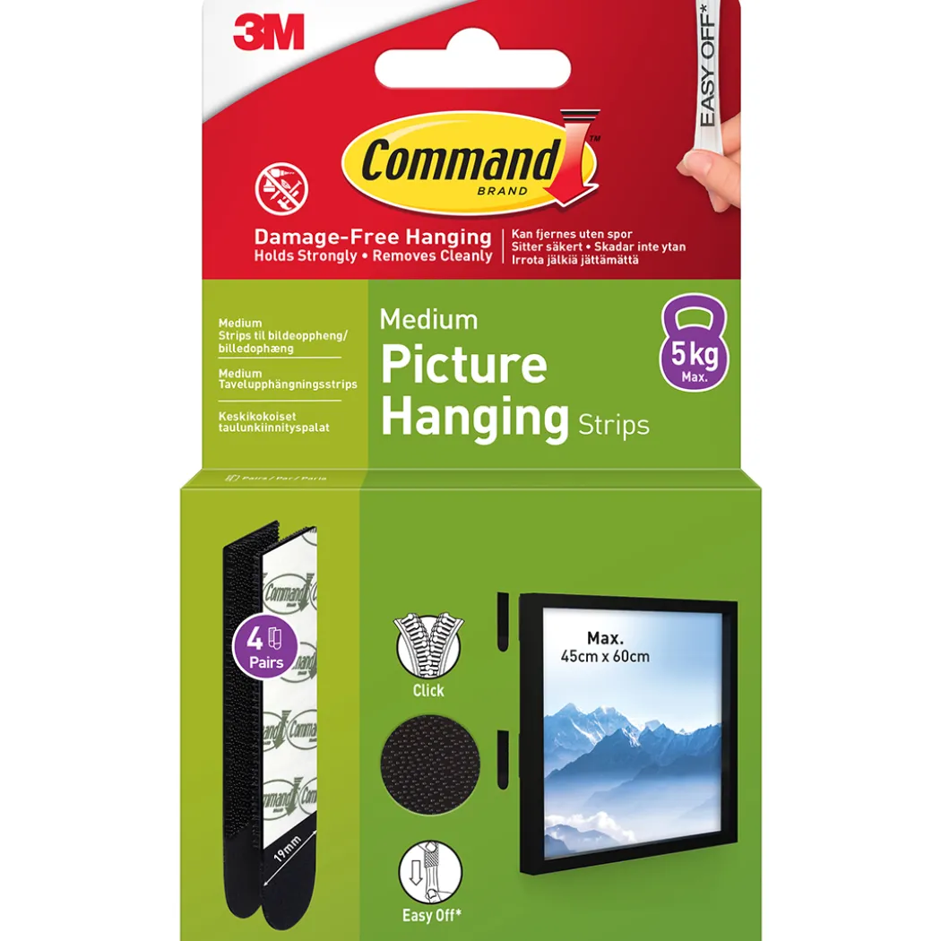 Command Tavelupphängning Strips Medium Svart