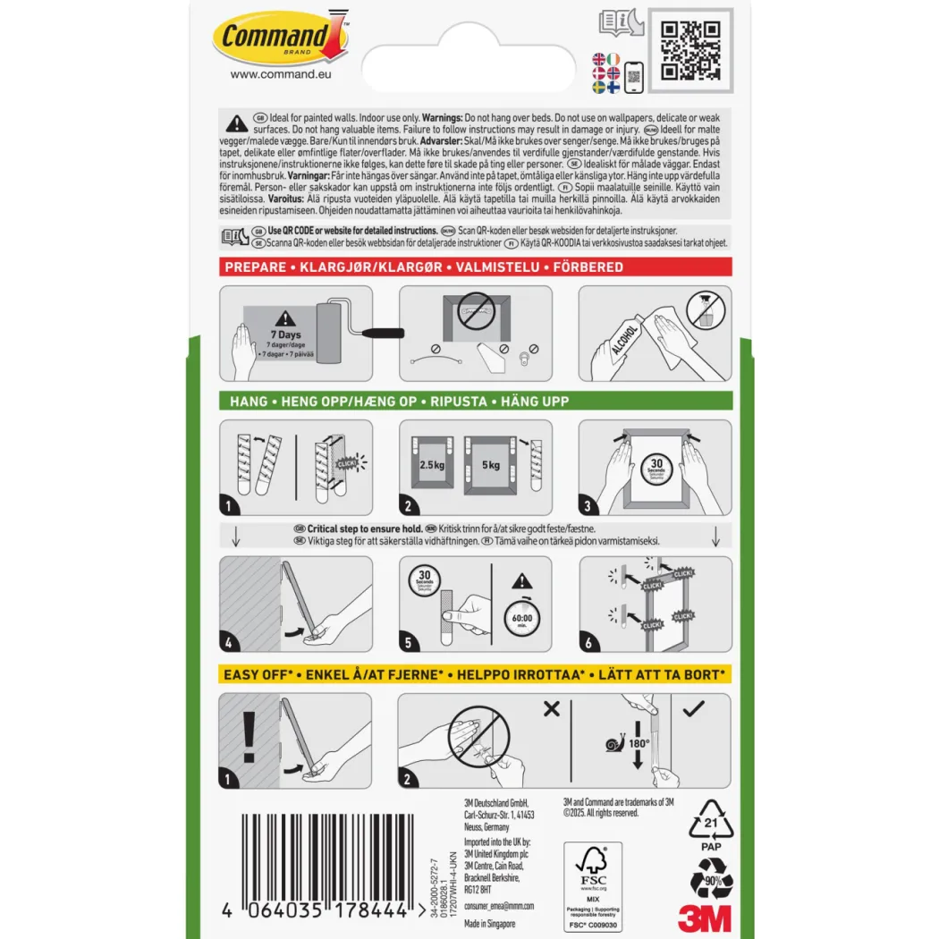 Command Tavelupphängning Strips Narrow