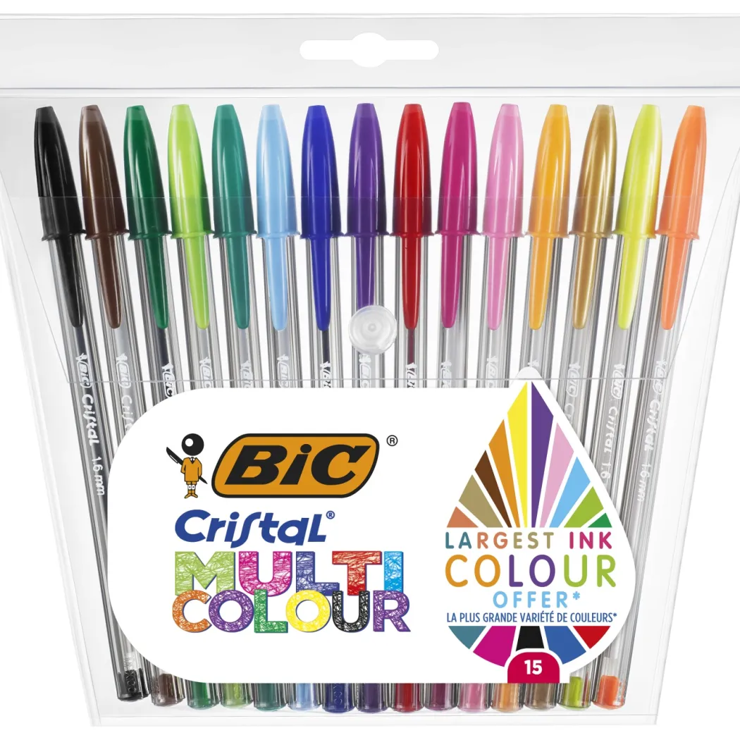 Cristal Multicolor Kulspetspenna 15-pack