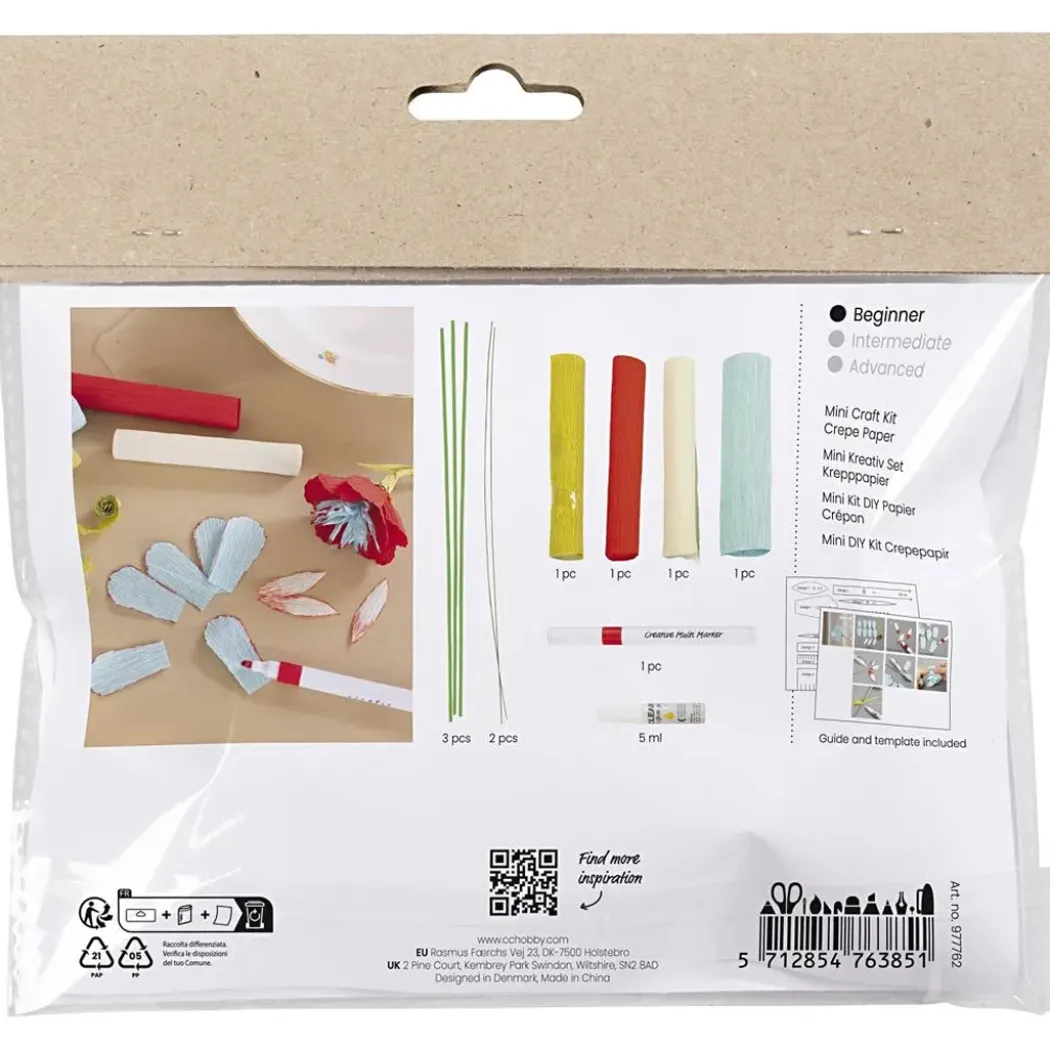 DIY-kit Pappersblommor av crepepapper Set 1