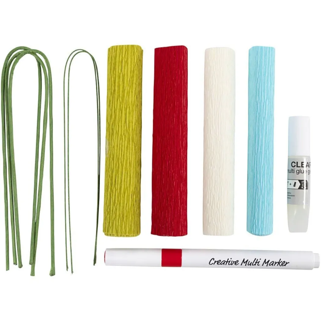 DIY-kit Pappersblommor av crepepapper Set 1