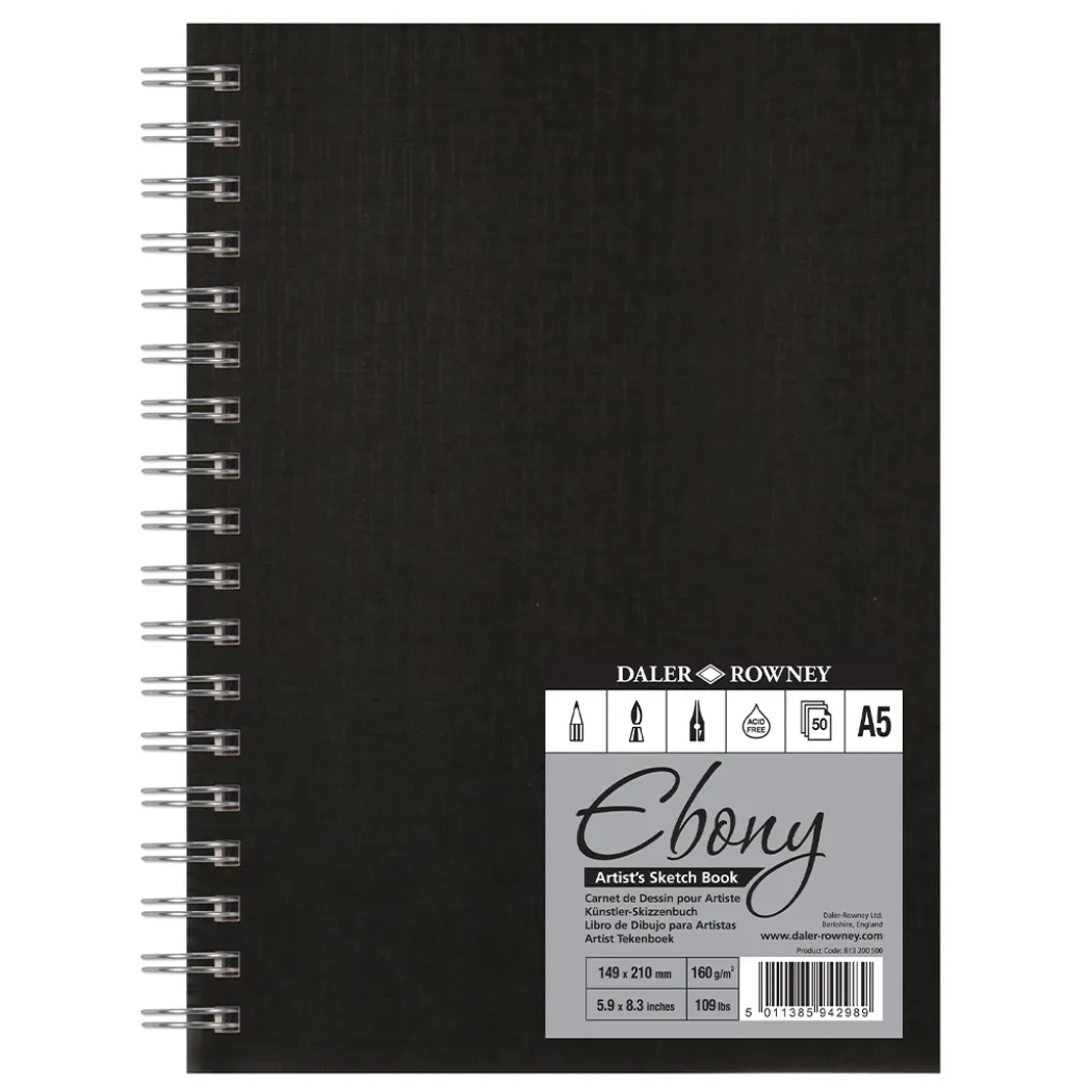 Ebony Artist's Sketch Book Spiral A5