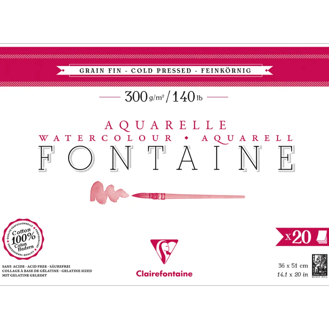 Fontaine Akvarellblock CP 36x51 cm 300g