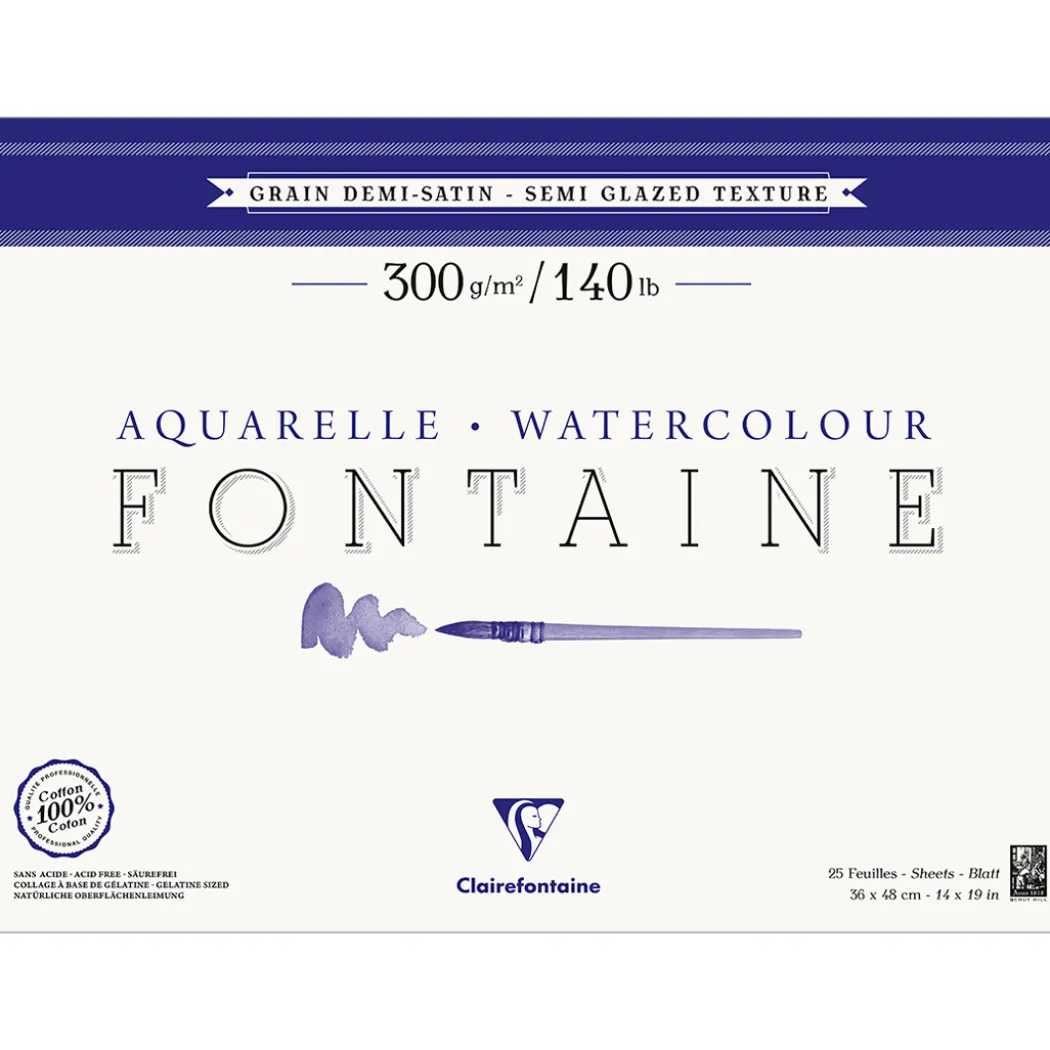 Fontaine Akvarellblock Semi-Glazed 36x48 cm 300g