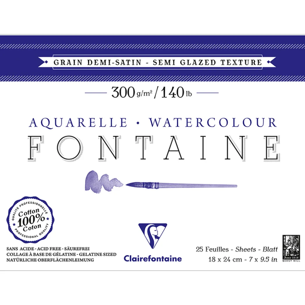Fontaine Akvarellblock Semi-Glazed 18x24 cm 300g