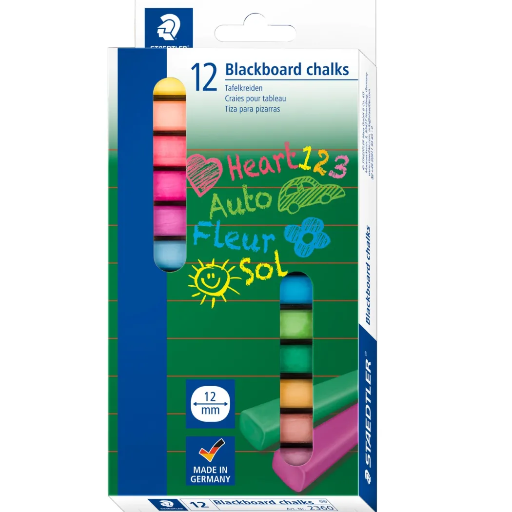 Färgade tavelkritor 12-pack (3 år+)