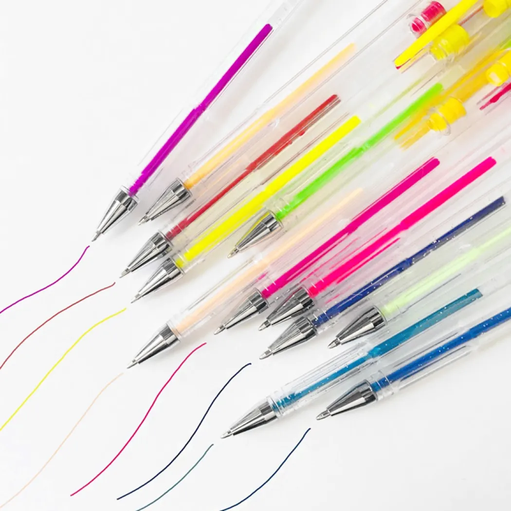 Gelpennor 18-set (Neon/Glitter/Pastell)