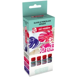 Glas & Porslinsfärg Ogenomskinlig Set 4 x 30 ml Rosa Silver