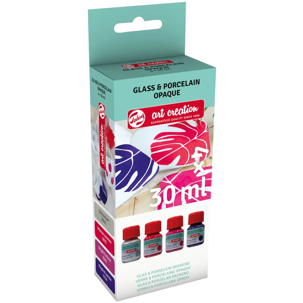 Glas & Porslinsfärg Ogenomskinlig Set 4 x 30 ml Rosa Silver