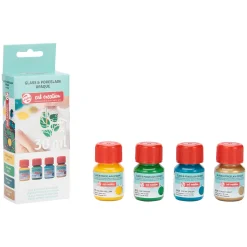 Glas & Porslinsfärg Ogenomskinlig Set 4 x 30 ml Grön Guld