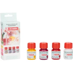Glas & Porslinsfärg Transparent Set 4 x 30 ml Rosa Frost