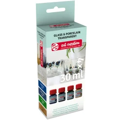 Glas & Porslinsfärg Transparent Set 4 x 30 ml Blå