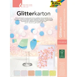 Glitterkartong Pastell 6 Ark