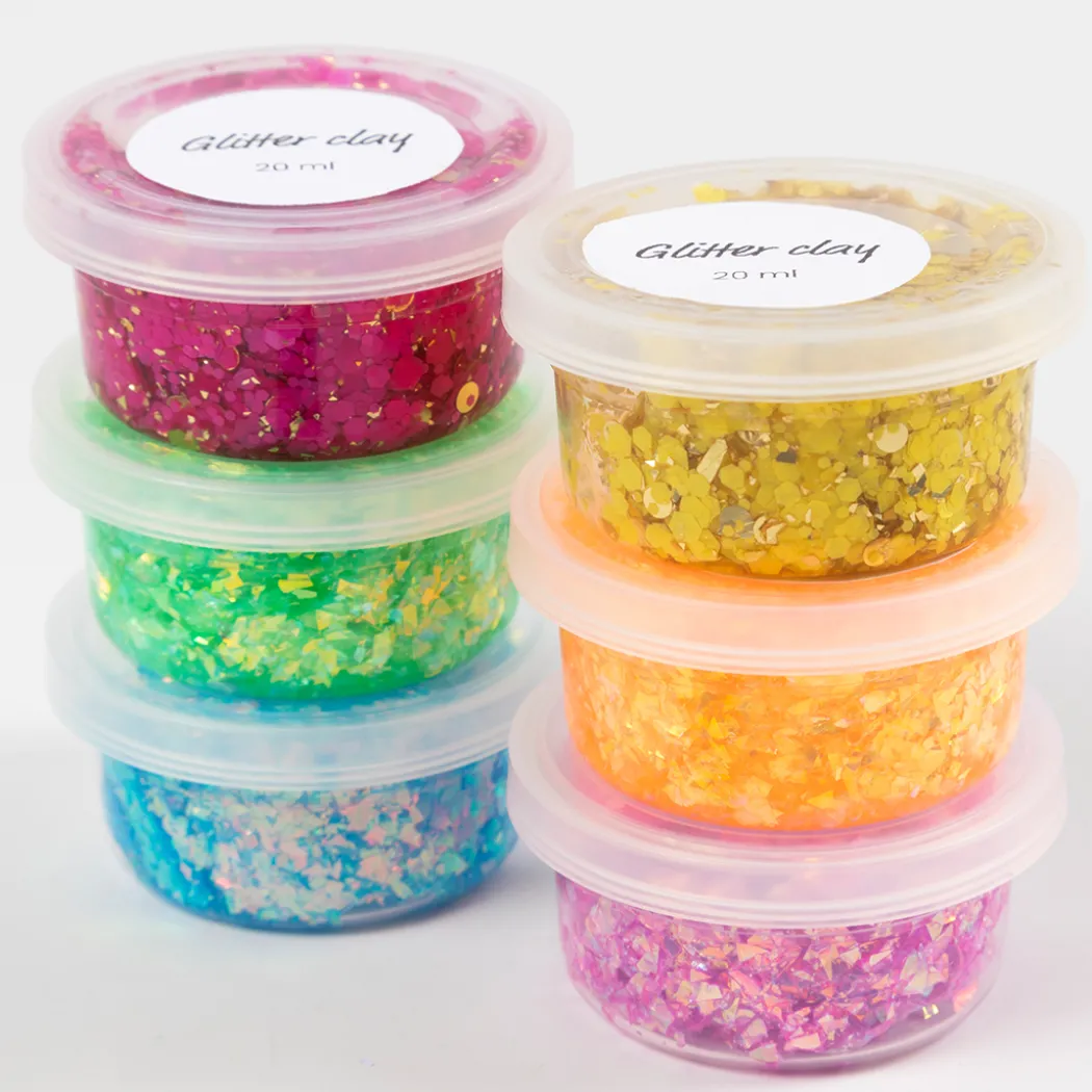 Glitterlera 6x20 ml Färgmix