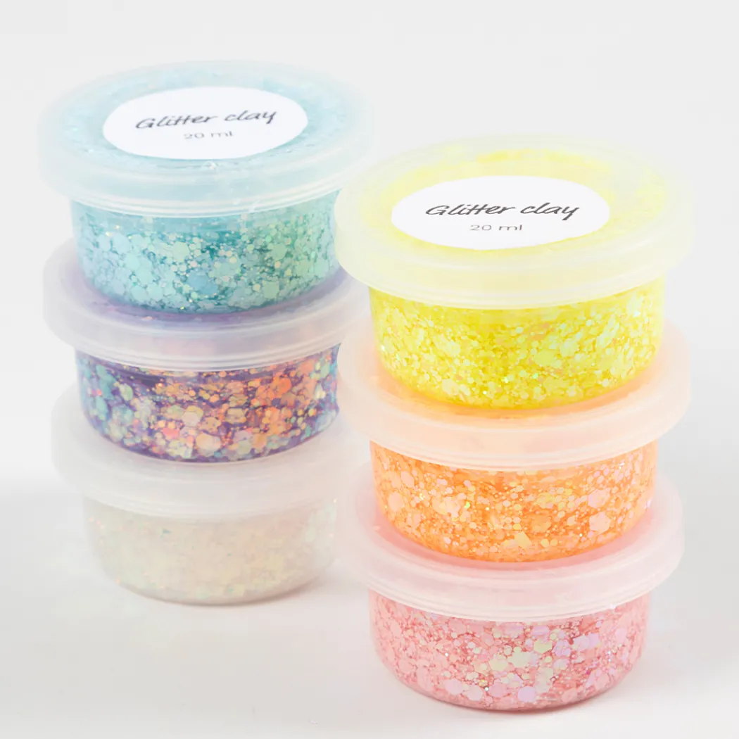 Glitterlera 6x20 ml Pastell