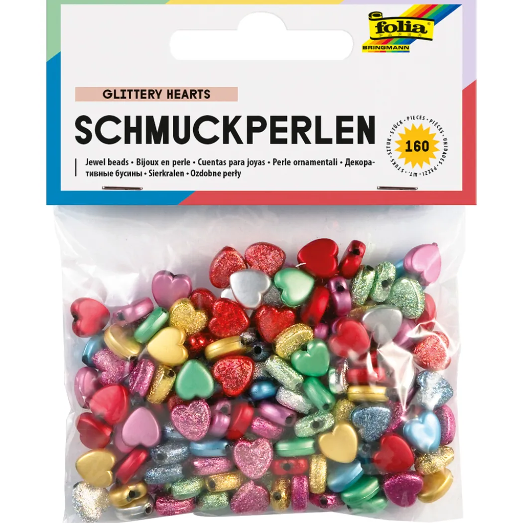Glitterpärlor Hjärtan 160-pack