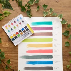 Inktense Akvarellfärg 12-set halvkoppar