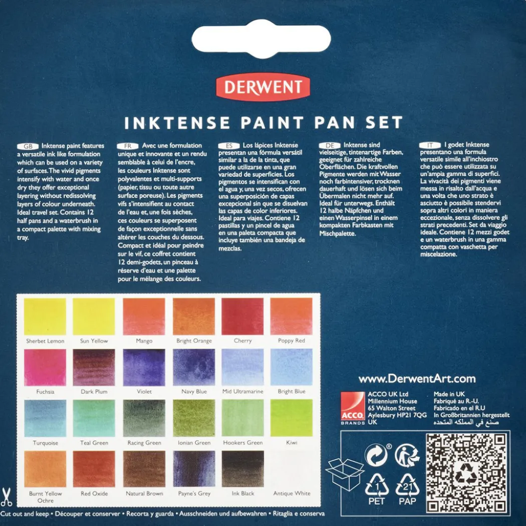 Inktense Akvarellfärg 24-set halvkoppar