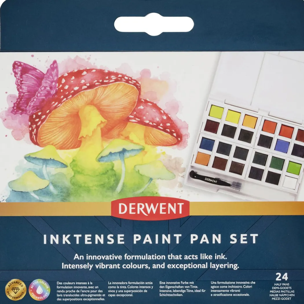 Inktense Akvarellfärg 24-set halvkoppar